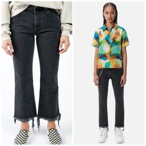 JOHN ELLIOTT Riley Crop Flare Jeans Black Denim